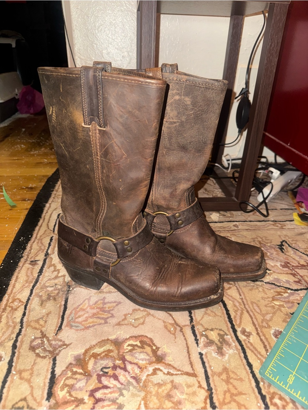 Frye Kate Harness Boots in Brown